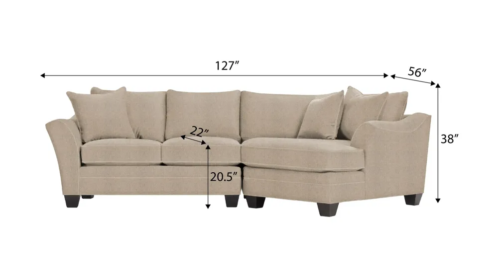 Foresthill 2-pc. Right Hand Cuddler Sectional Sofa Dimensions