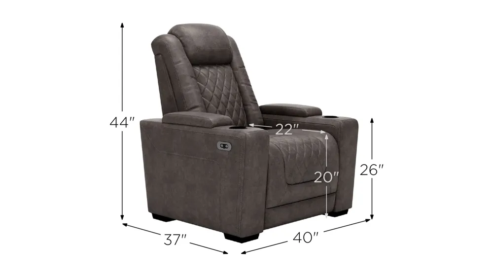 Corsica Contemporary Power Recliner with Adjustable Headrest - Gray Dimensions