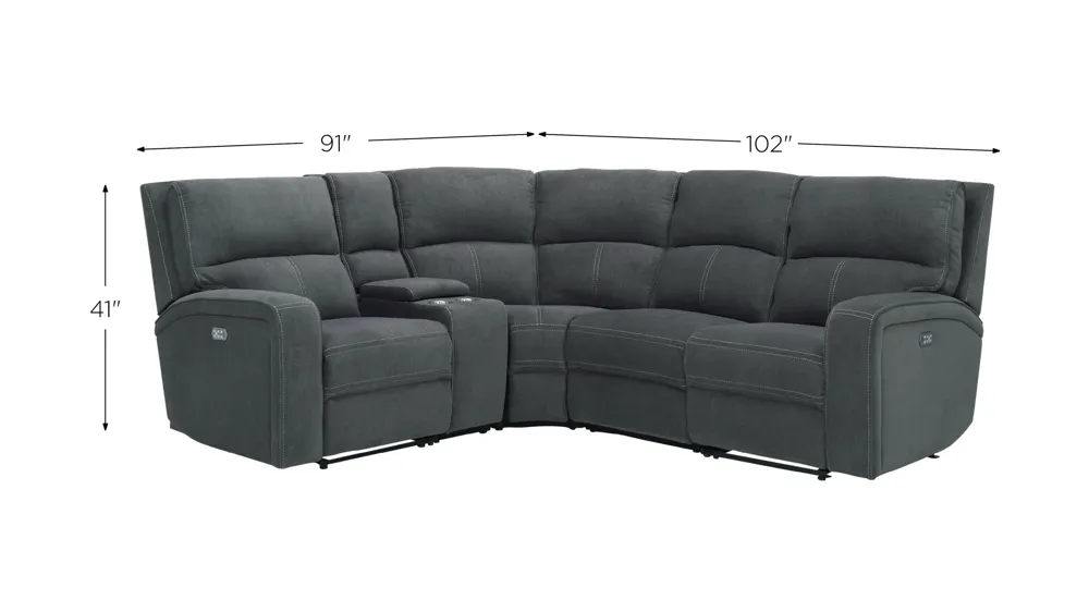 Ian 5-pc. Power Sectional w/ Power Headrest & Lumbar Dimensions