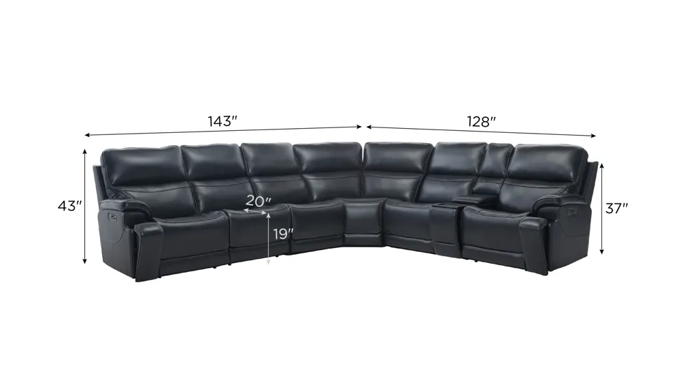 Presley 7-pc. Zero Gravity Triple Power Sectional w/ Heat & Massage Dimensions
