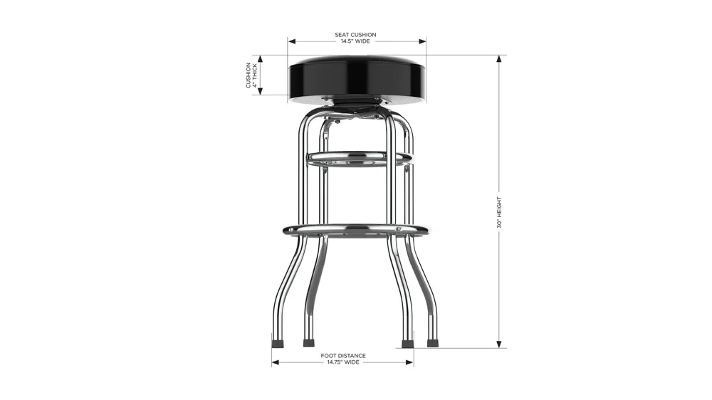 NFL Backless Swivel Bar Stool Dimensions