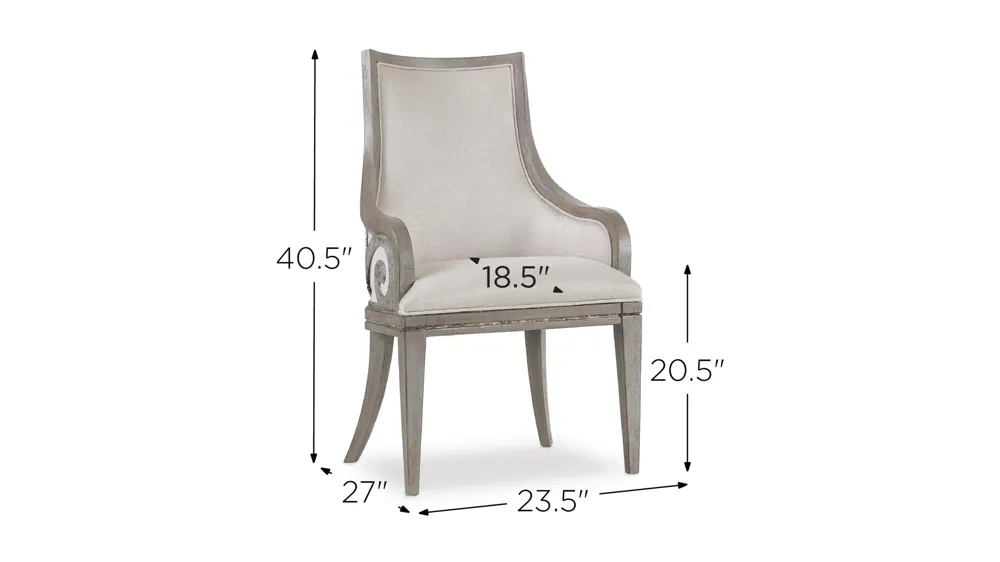 Sanctuary Upholstered Arm Chair - Set of 2 Dimensions