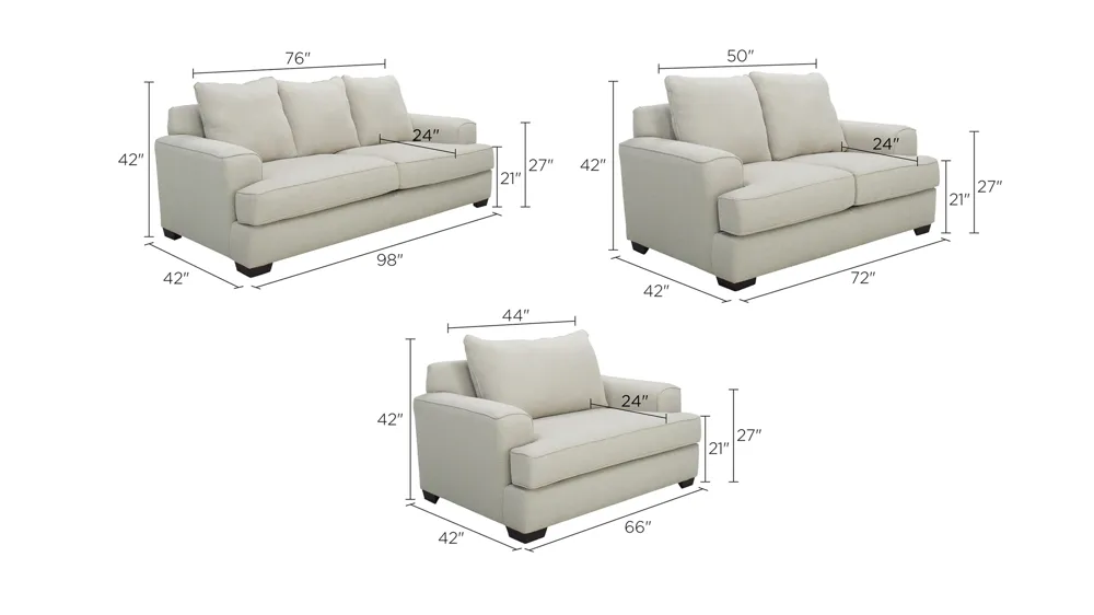 Marisa Living Room Set Dimensions