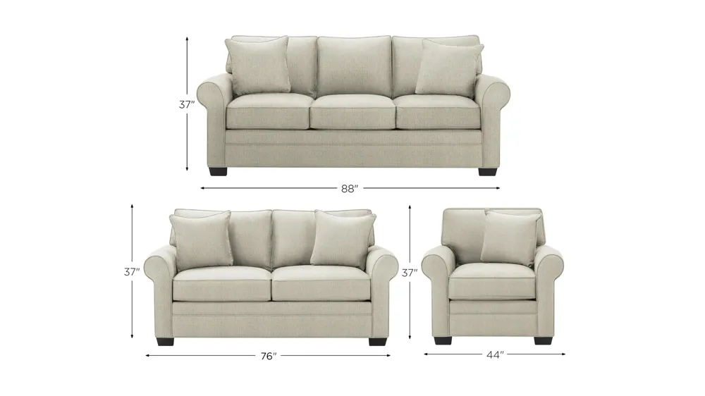 Wellsley Living Room Set Dimensions