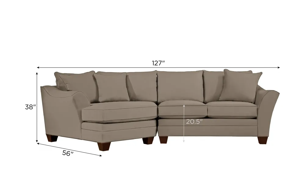 Foresthill 2-pc. Left Hand Cuddler Sectional Sofa Dimensions