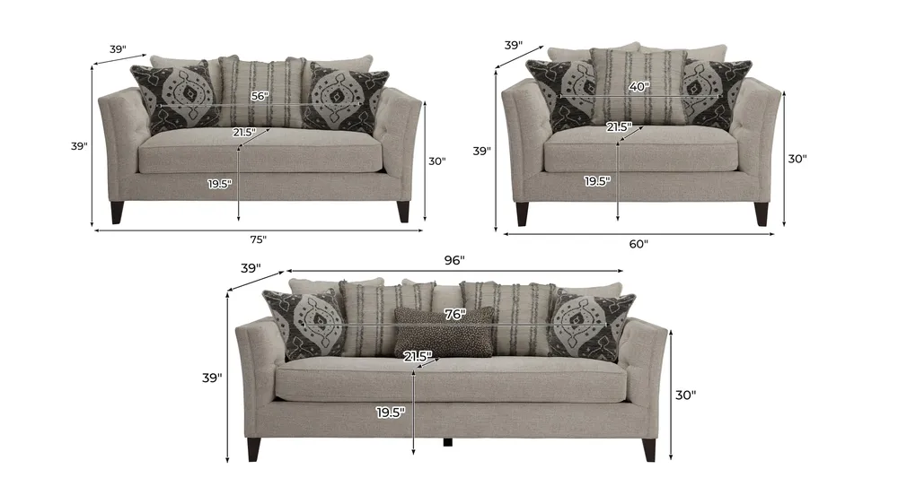Callie Living Room Set Dimensions