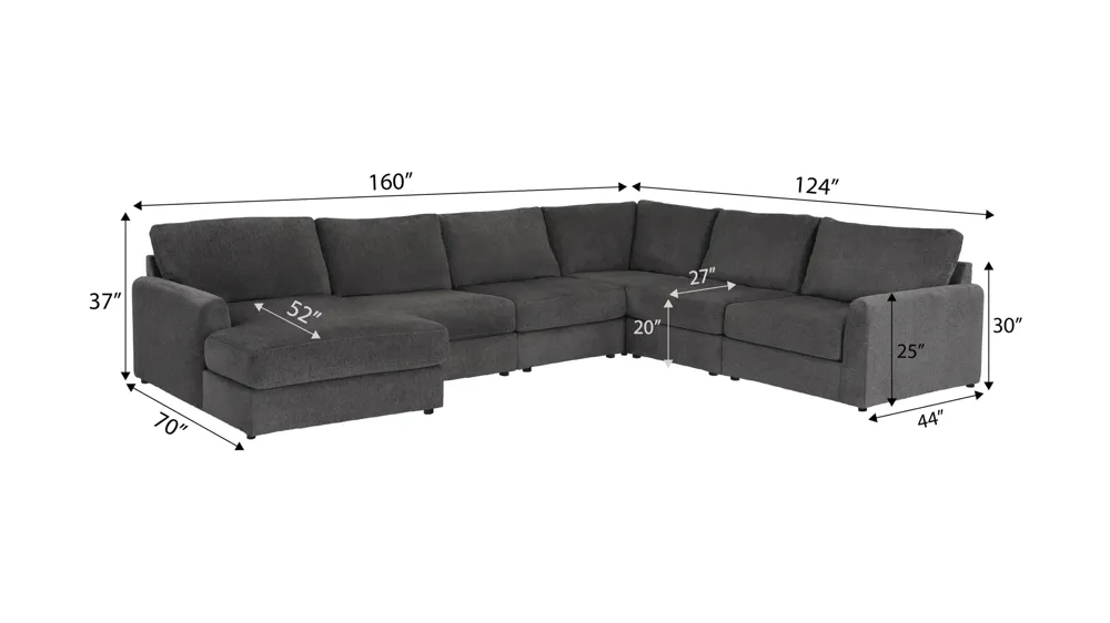 Tessa 6-pc. Sectional Dimensions