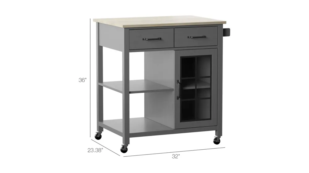 Geremia Rolling Kitchen Cart Dimensions