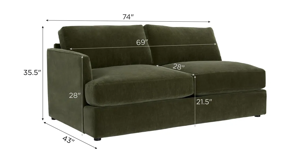 Everest Left Arm Facing Loveseat Dimensions