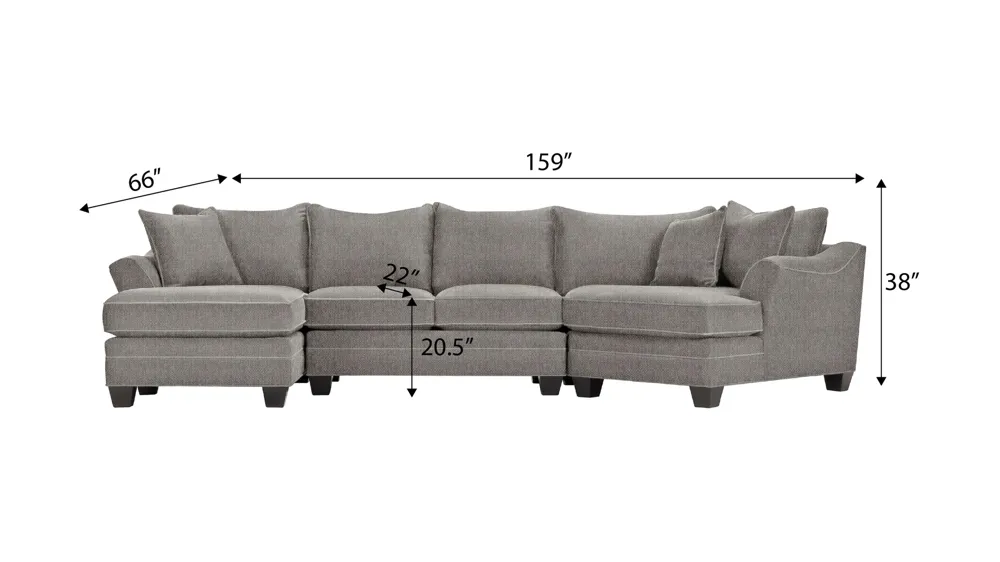 Foresthill 3-pc. Left Hand Facing Sectional Sofa Dimensions