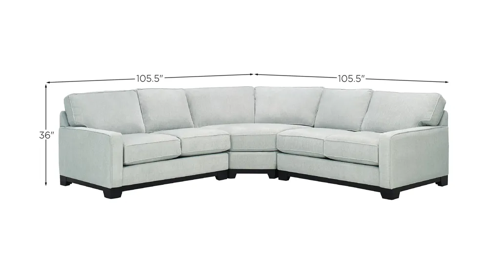 Arlo 3-pc. Sectional Sofa Dimensions