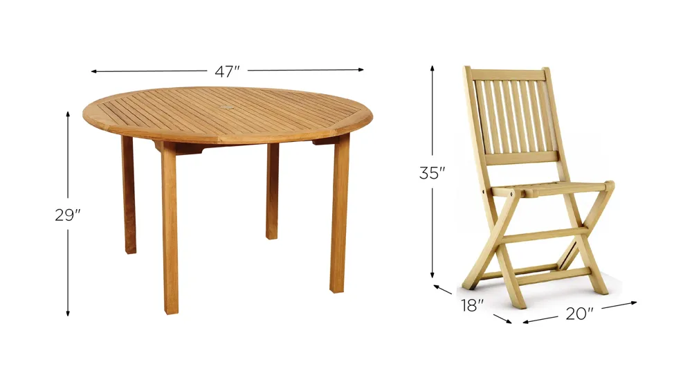 Campos 5-pc Round Patio Dining Table Set Dimensions