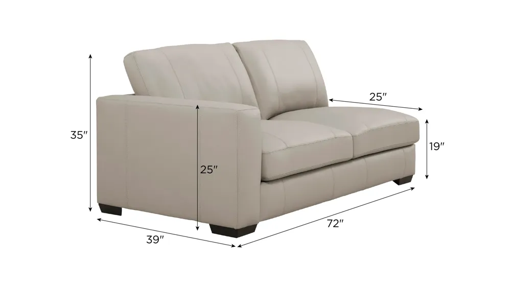 Oaklynn Leather Left Arm Facing Loveseat Dimensions