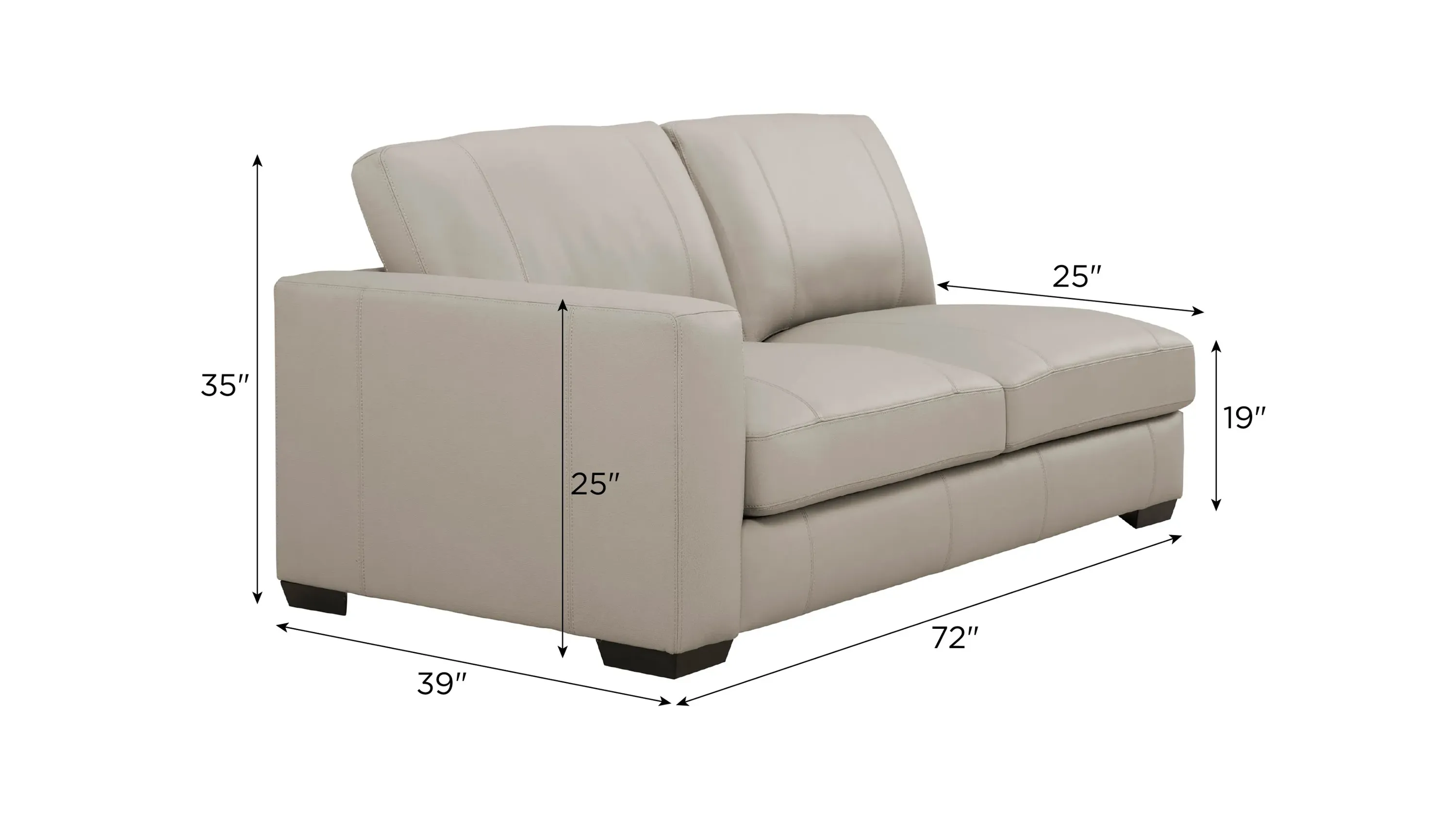 Oaklynn Leather Left Arm Facing Loveseat | Raymour & Flanigan