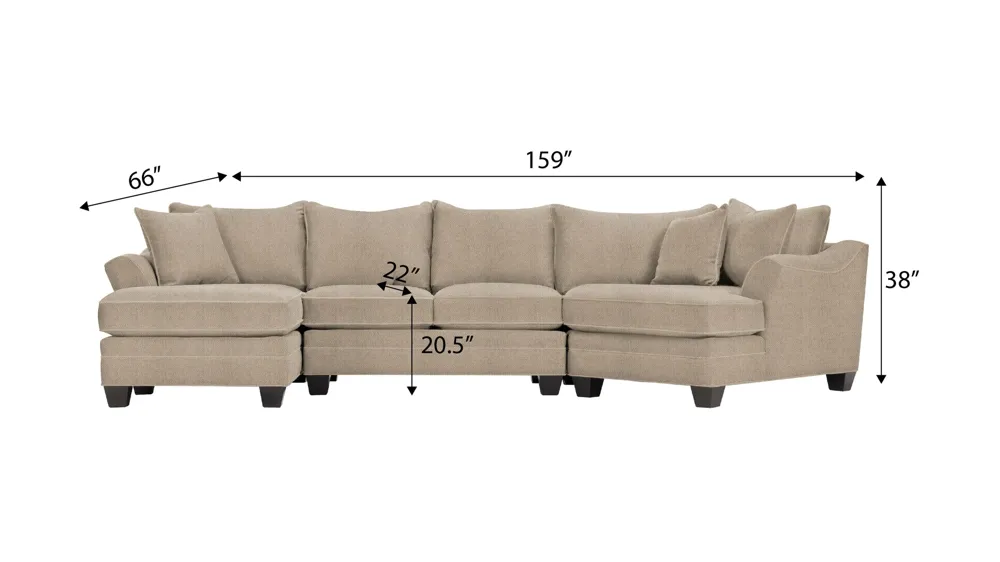 Foresthill 3-pc. Left Hand Facing Sectional Sofa Dimensions