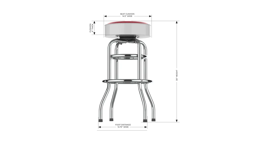 NCAA Backless Swivel Bar Stool Dimensions