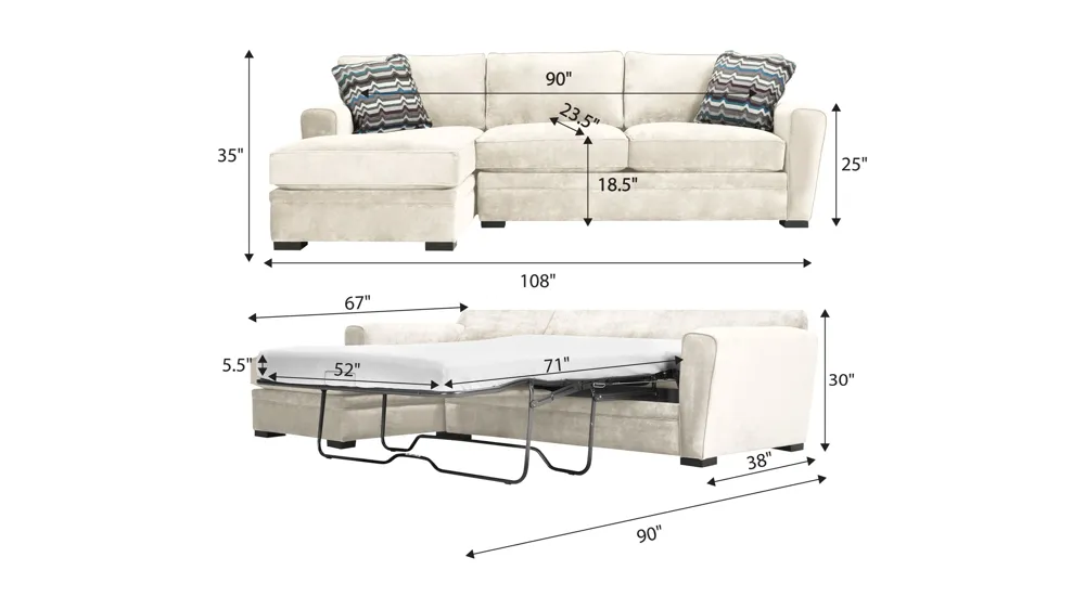 Artemis II 2-pc. Sectional w/ Full Sleeper Dimensions