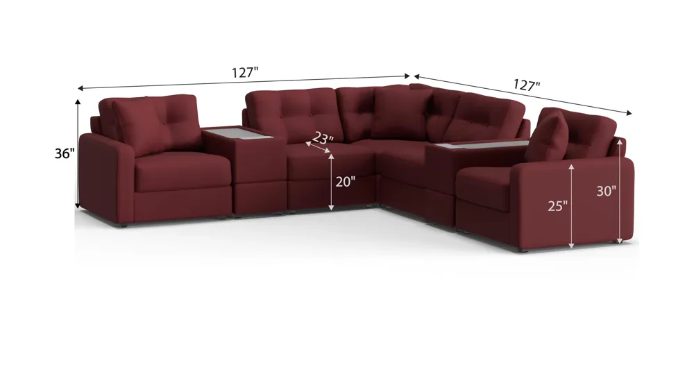 ModularOne 7-pc. Sectional w/Two PowerConsole Dimensions