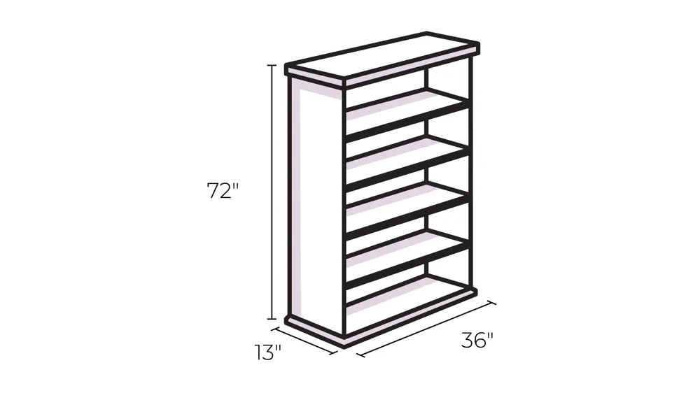 Huntington Oxford 72" Wood Bookcase Dimensions