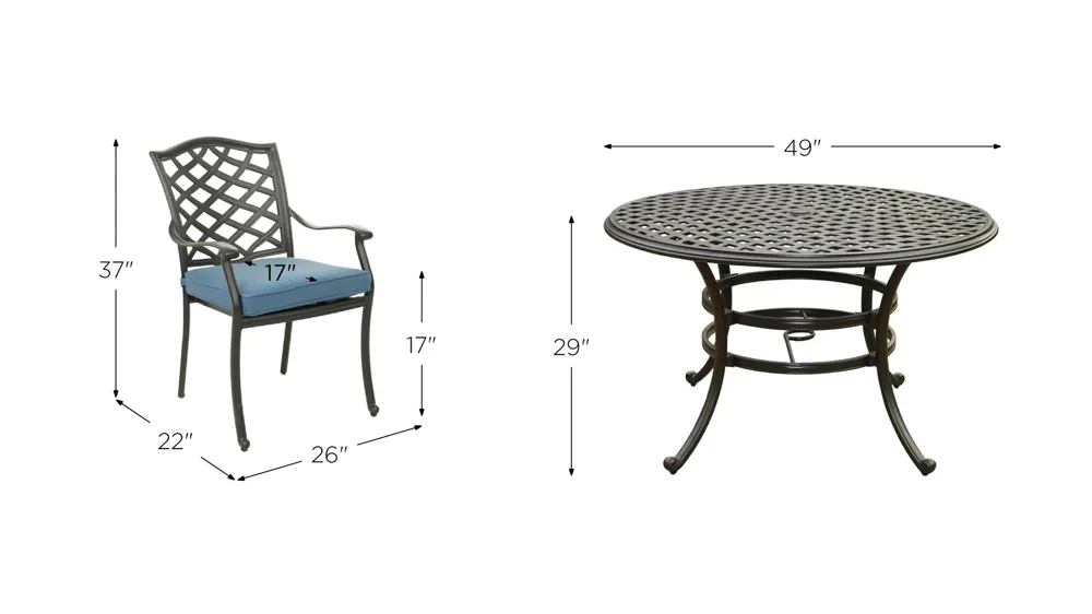 Halston Outdoor 5-pc. Round Dining Set Dimensions