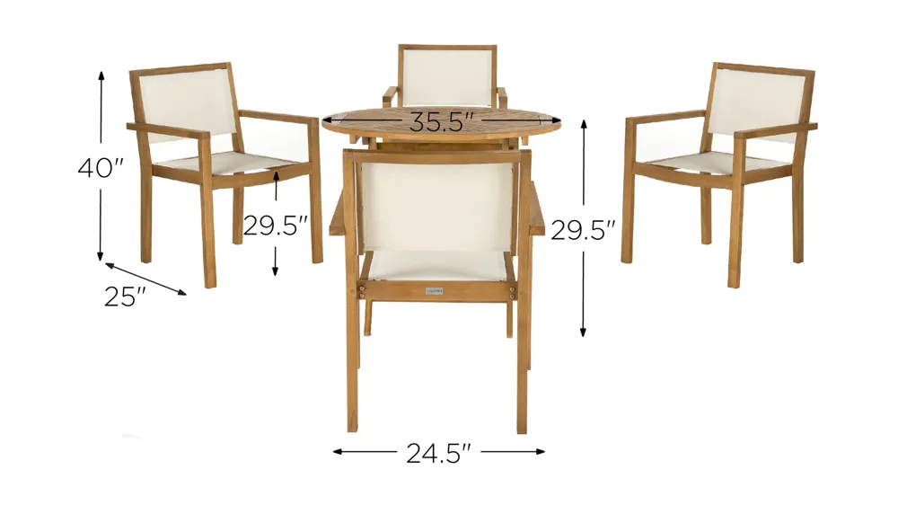 Figueroa 5-pc. Outdoor Dining Set Dimensions