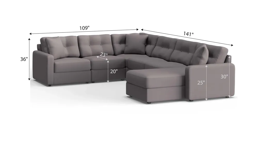 ModularOne 6-pc. Sectional Dimensions