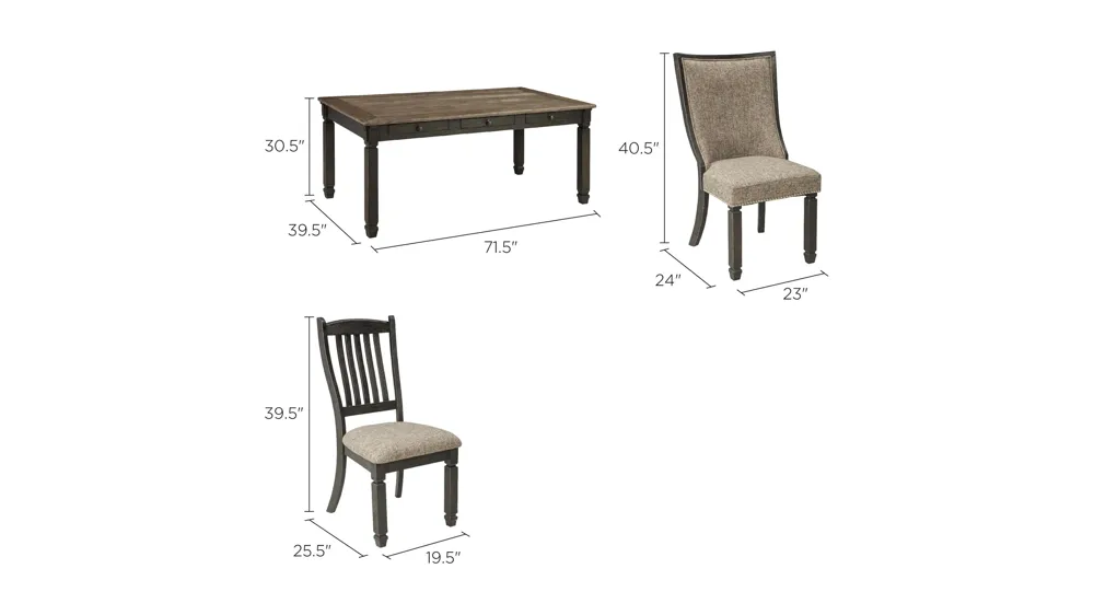 Vail 7-pc. Dining Set Dimensions