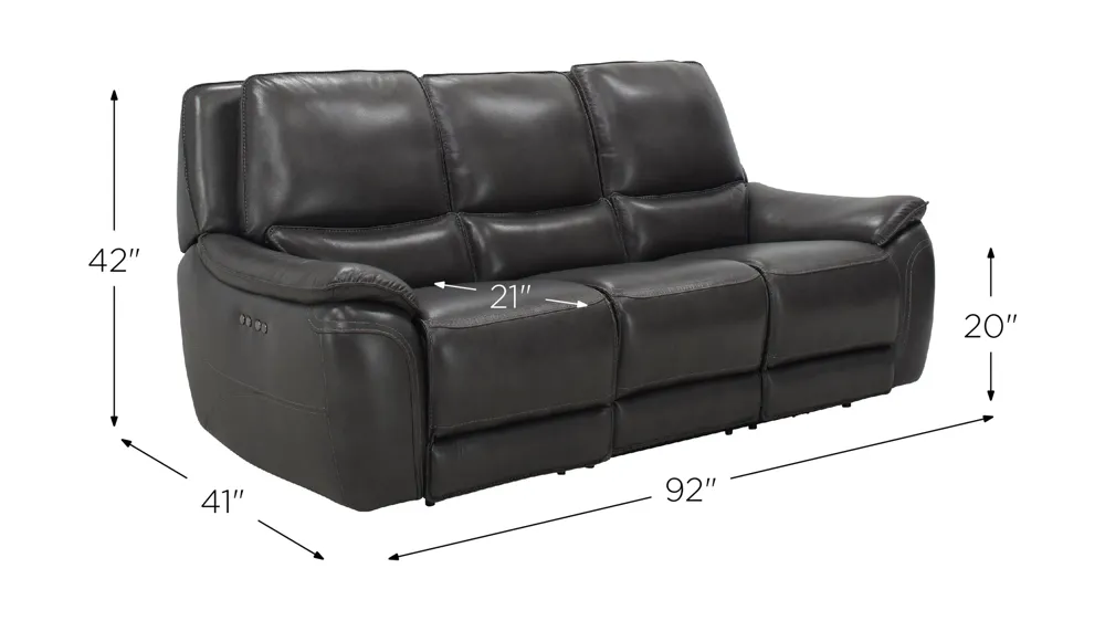 Corsello Leather Power Sofa w/ Power Headrest Dimensions