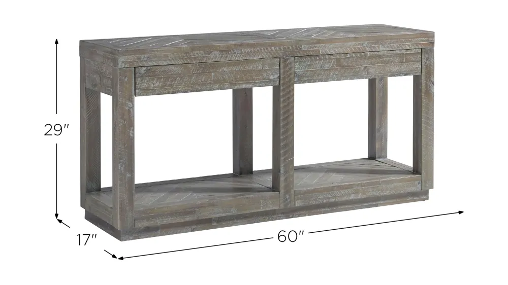 Herringbone Solid Wood Two Drawer Console Dimensions