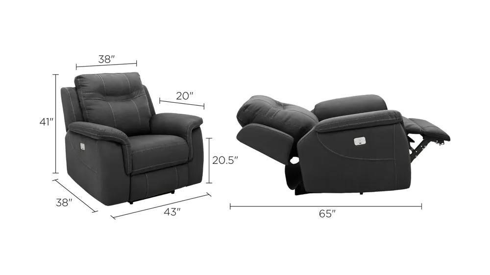 Stanfield Dual Power Layflat Recliner Dimensions