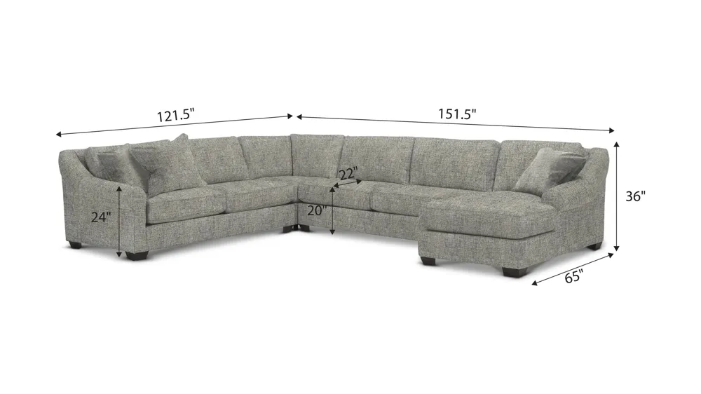 Thatcher 4-pc. Sectional Dimensions
