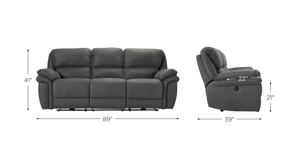 Skye Microfiber Power Reclining Sofa Dimensions