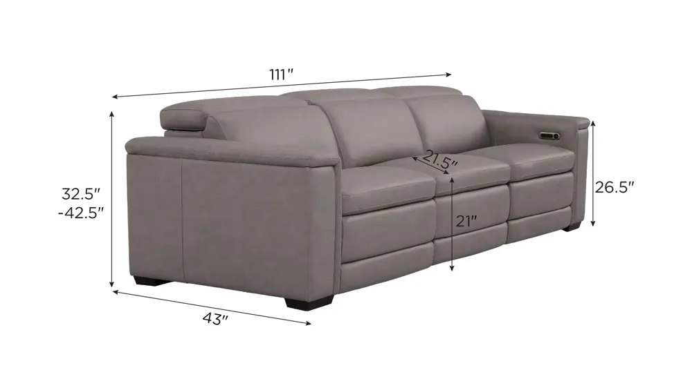 Finnegan 3-pc. Dual Power Sofa Dimensions