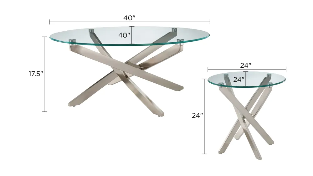 Zila 3-pc. Glass Top Occasional Tables Dimensions