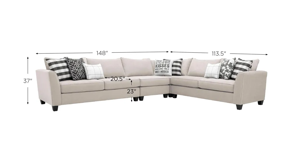 Daine 4-pc. Sectional Sofa Dimensions