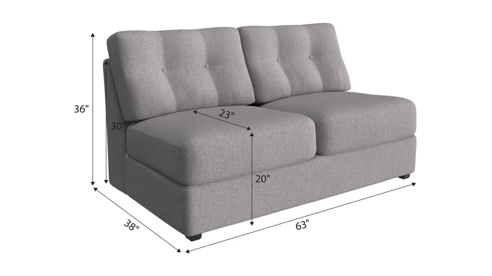 ModularOne Armless Loveseat w/ Full Sleeper Dimensions