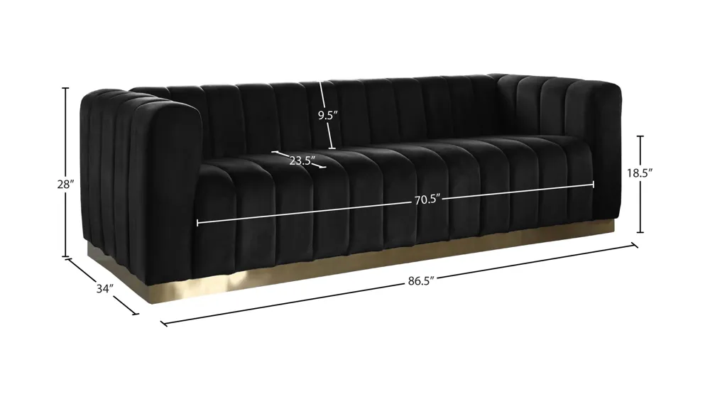 Marlon Velvet Sofa Dimensions