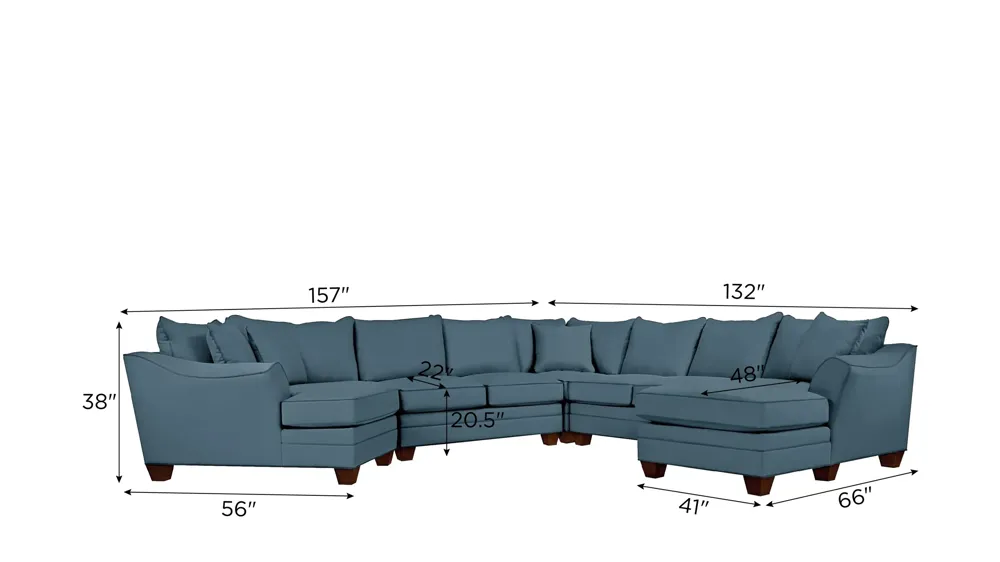 Foresthill 5-pc. Right Hand Facing Sectional Sofa Dimensions
