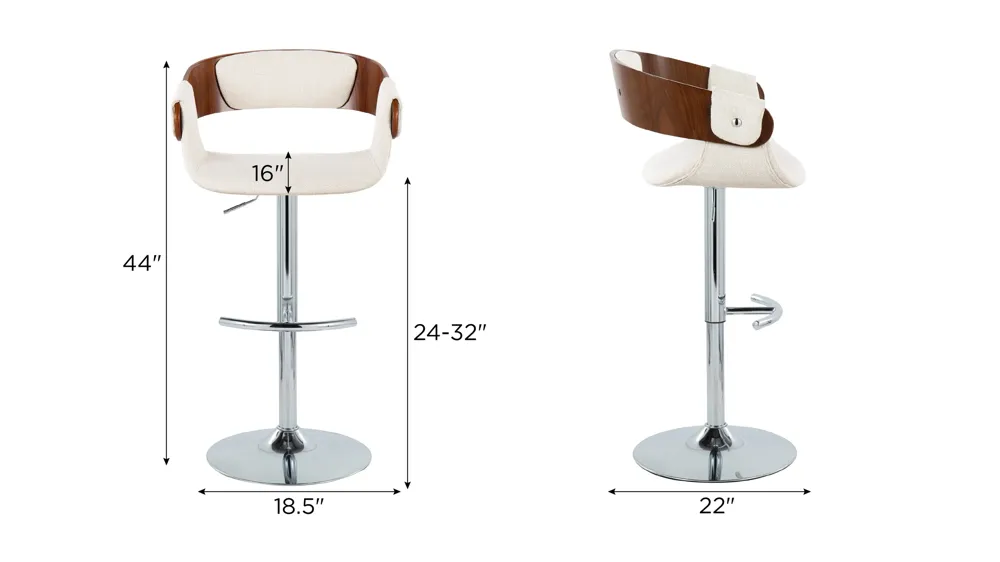 Elisa Adjustable Barstool - Set of 2 Dimensions