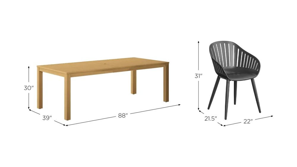 Amazonia 7-pc. Outdoor Rectangular Patio Dining Set Dimensions