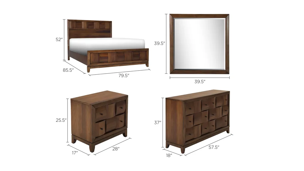 Jovie 4-pc. Platform Bedroom Set Dimensions