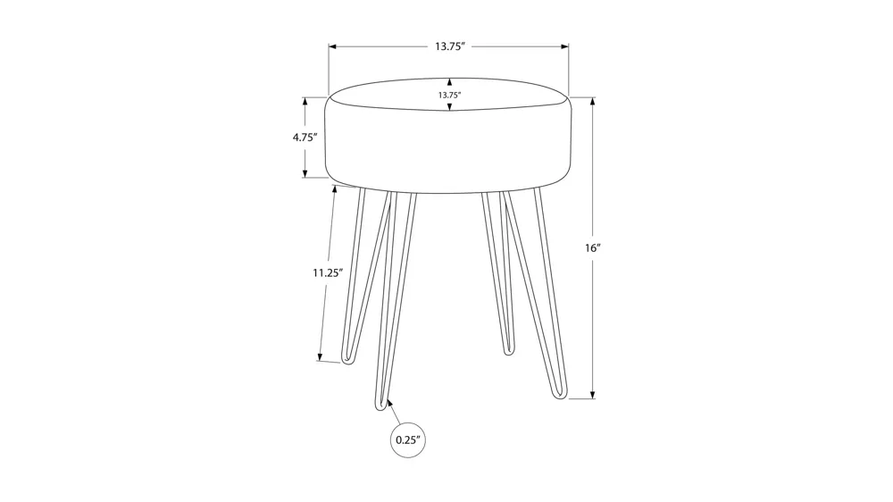 Monarch Specialties Hairpin Footrest Dimensions