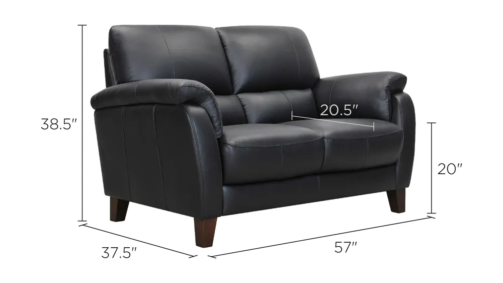 Harmony Leather Loveseat Dimensions