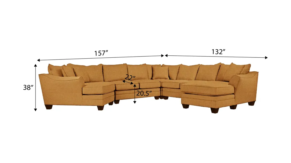 Foresthill 5-pc. Right Hand Facing Sectional Sofa Dimensions