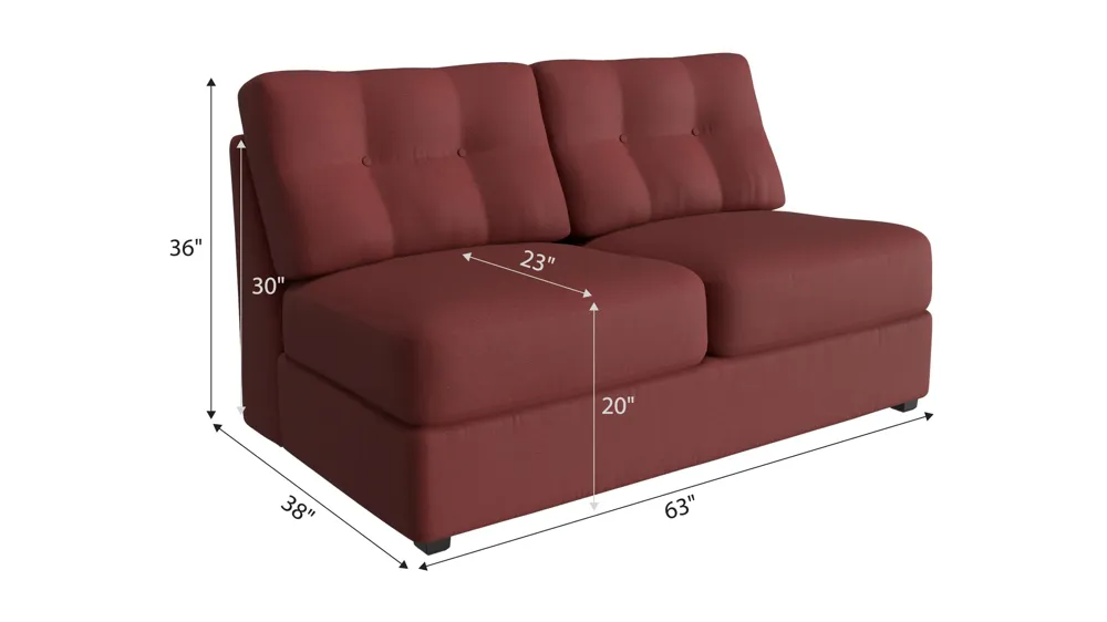ModularOne Armless Loveseat w/ Full Sleeper Dimensions