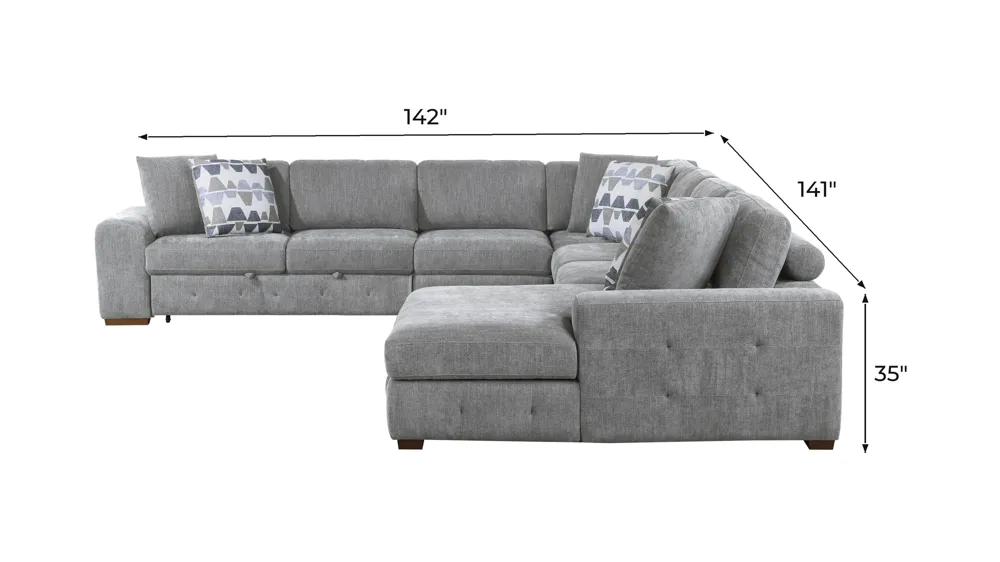 Dolman 5-pc. Sectional with Pop-Up Sleeper Dimensions