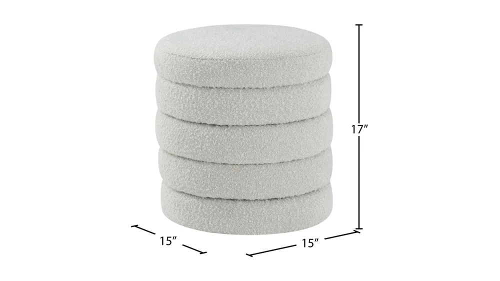 Aphia Boucle Fabric Ottoman/Stool Dimensions