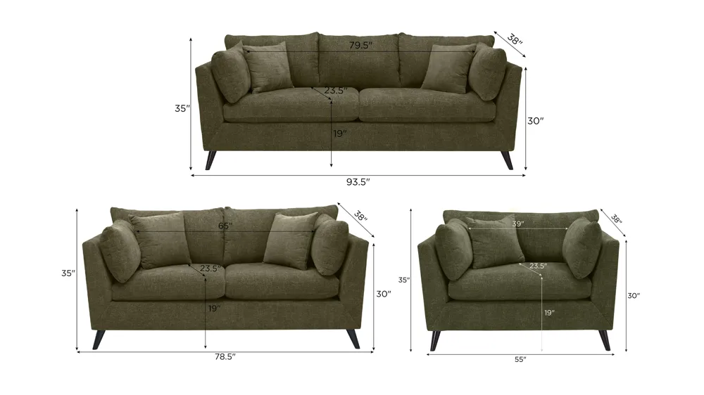 Caruso Living Room Set Dimensions