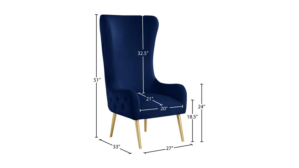 Alexander Velvet Accent Chair Dimensions