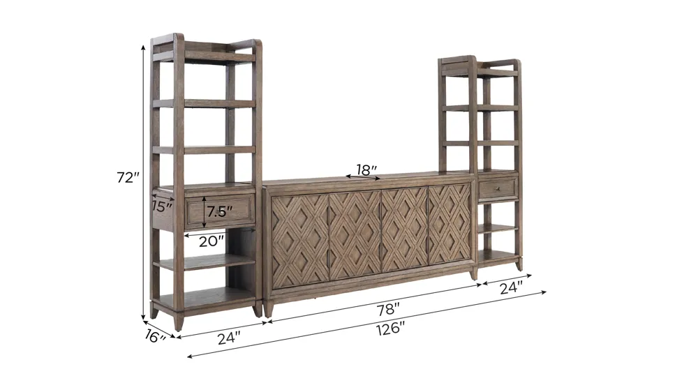 Montgomery 3-pc. Entertainment Wall Center Dimensions